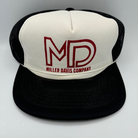 Vintage Miller Davis Company Hat Black Mesh Trucker Snapback 90s - Picture 2 of 4
